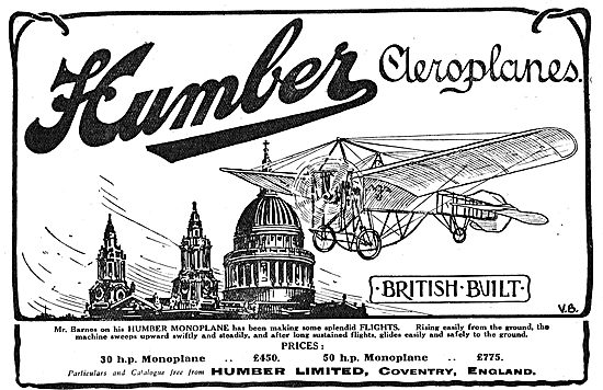 Humber Ltd Coventry - Aeroplane & Aero Engine Manufacturers      