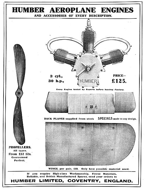 3 Cylinder 30 HP Humber Aeroplane Engine £125                    