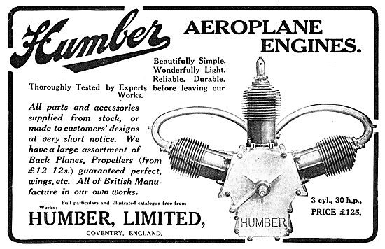 Humber Aero Engines - 3 Cylinder 30 HP Price £125                