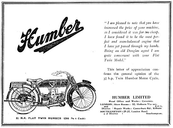 Humber Motor Cars & Motorcycles 1919                             