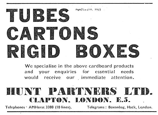 Hunt Partners Cardboard Tubes Cartons & Rigid Boxes              