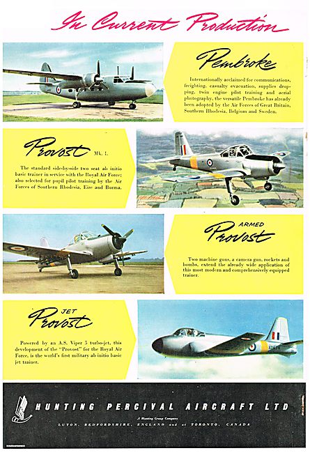 Hunting Percival Jet Provost, Armed Piston Provost & Pembroke    