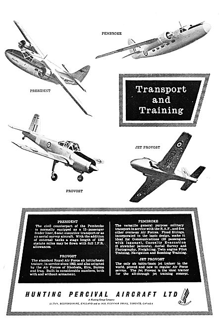 Hunting Percival Aircraft Types 1957                             