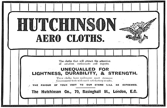 Hutchinson Aerocloths Unequalled For Lightness & Durability      