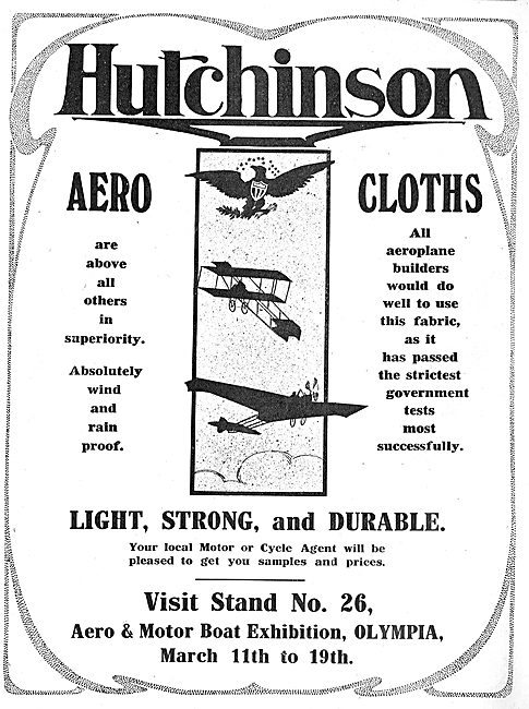 All Aeroplane Builders Will Do Well To Use Hutchinson Aerocloths 