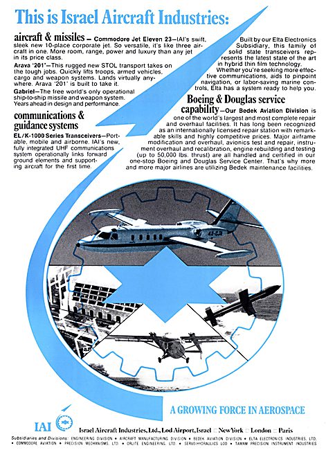 Israel Aircraft Industries. I.A.I. Aerospace 1972                