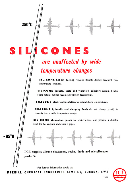 ICI Silicones,Elastomers, Resins & Fluids For Aircraft Production