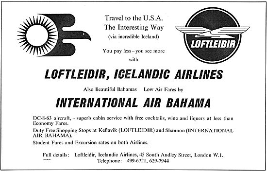 Loftleidir Icelandic Airlines - Travel To the USA.               