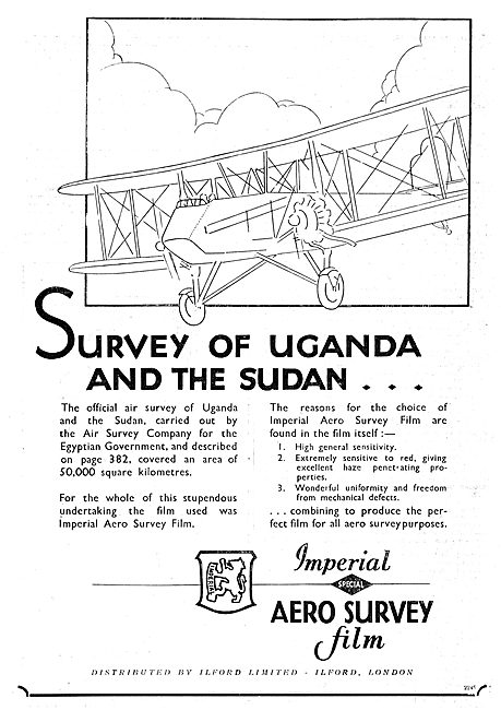 Ilford Special Air Survey Film Used For Survey Of Uganda & Sudan 