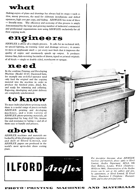 Ilford AZOFLEX Document Photo Copying Machinery                  