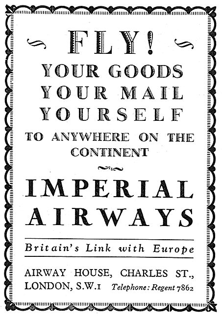 Imperial Airways 1929 Advert                                     