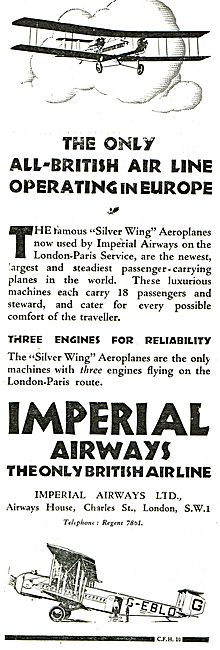 Imperial Airways The Only All British Airline Operating In Europe