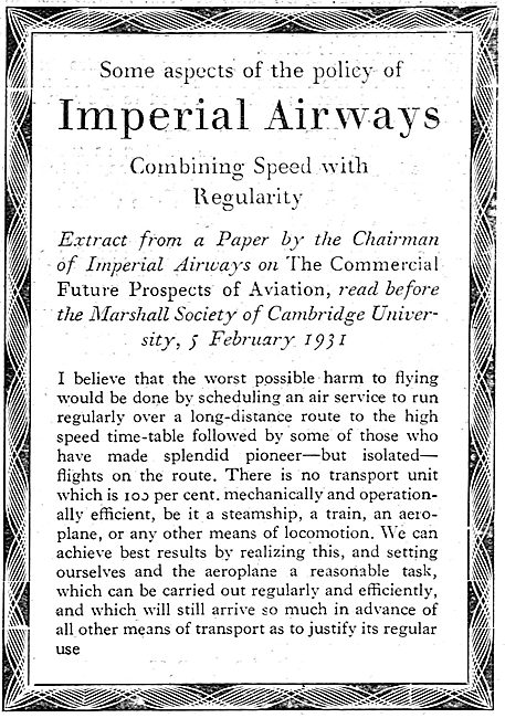 Imperial Airways - Combining Speed With Regularity               