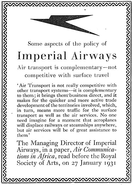 Imperial Airways - Air Transport Competitive With Surface Travel 