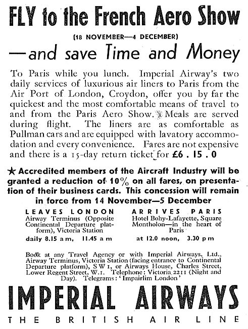Fly To The French Aero Show With Imperial Airways                