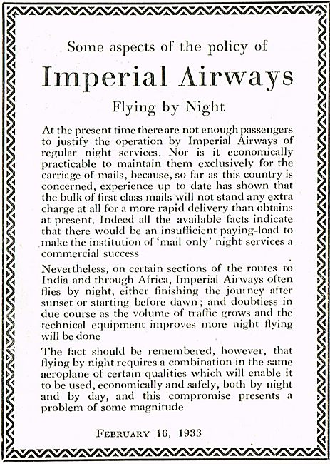 Flying By Night With Imperial Airways                            