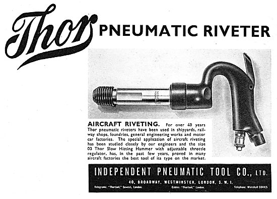 Independent Pneumatic Tool Co: Thor Pneumatic Riveter 1939       