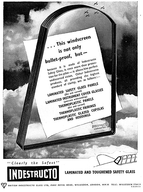 Indestructo Laminated & Toughened Safety Glass 1943 Advert       