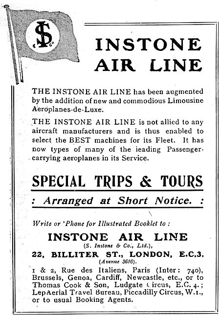 Instone Air Line 1920 Advert                                     