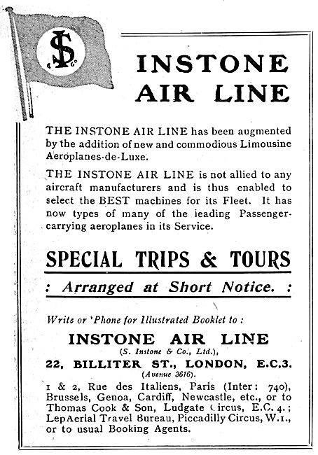 Instone Air Line 1920 Advert                                     