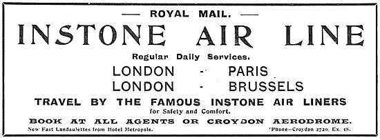 Instone Air Line Croydon Aerodrome. Paris-London-Brussels        
