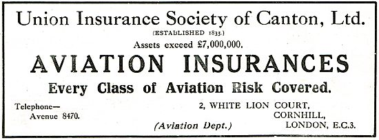 Union Insurance Society Of Canton Ltd - Aviation Risks           