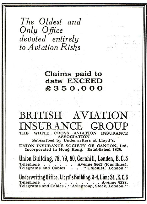 British Aviation Insurance Group-The Oldest Aviation Risk Office.