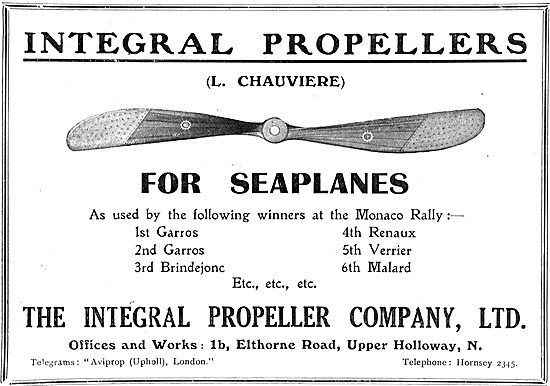 Integral Propellers (Chauviere) For Seaplanes                    