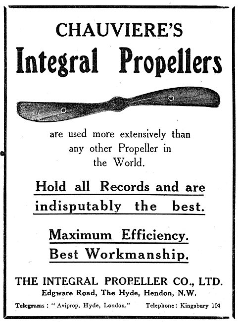 Chauviere's Integral Propellers 1916                             