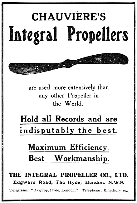 Chauviere's Integral Propellers 1918                             