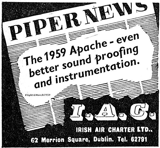 Irish Air Charter. Piper News 1959 Apache.                       