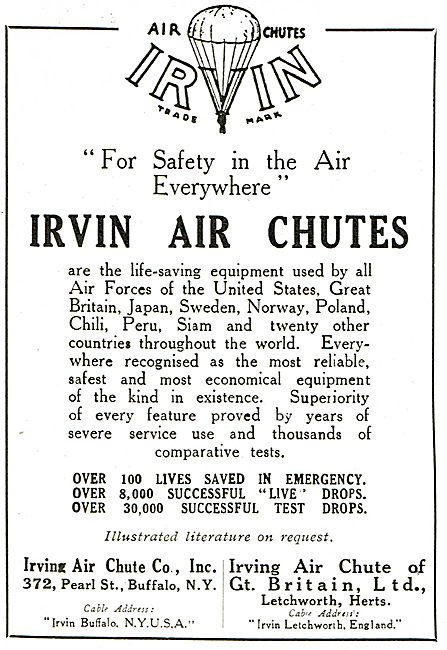 Irvin Air Chutes Are Life Saving Equipment Throughout The World  