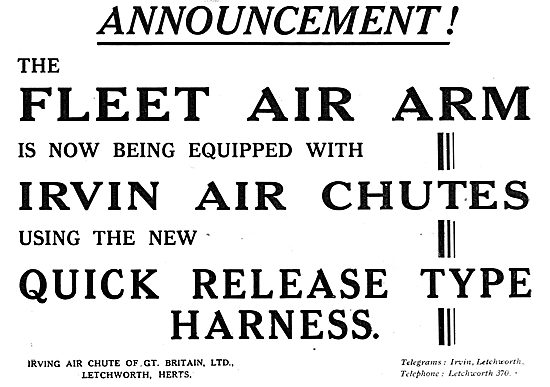 Fleet Air Arm Choose Irvin Air Chutes                            