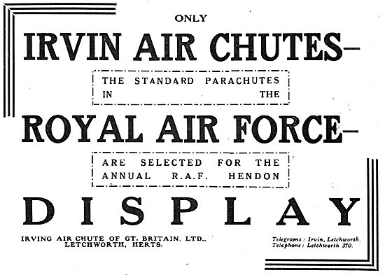 Irvin Air Chutes Chosen By The Royal Air Force                   