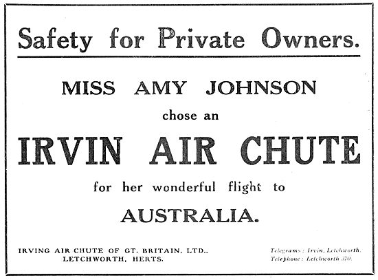 Amy Johnson Chose An Irvin Air Chute                             