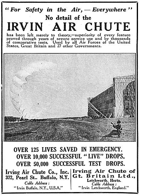 Irvin Air Chutes - Over 125 Lives Saved.                         