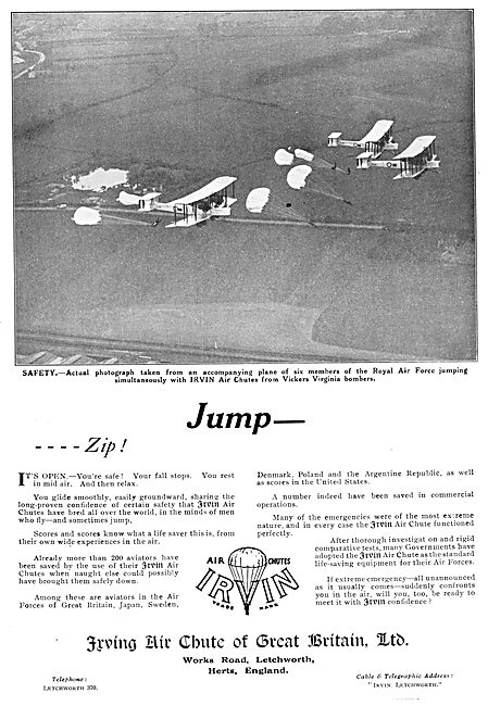 Irvin Parachutes 1930                                            