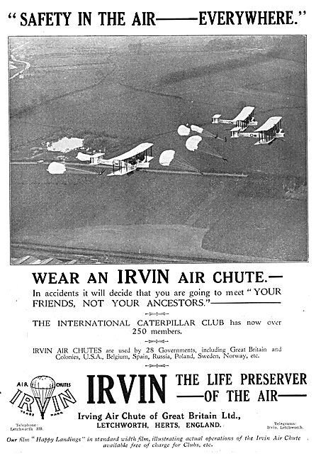 Irvin Parachutes 1930 Advert                                     