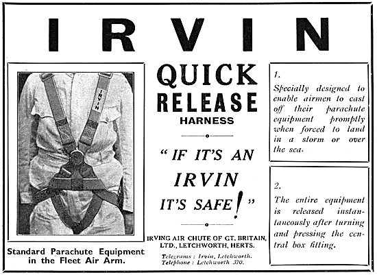 Irvin Air Chute Parachute. - Fleet Air Arm                       
