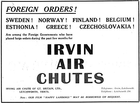 Irvin Air Chute Parachute. - Foreigh Orders                      