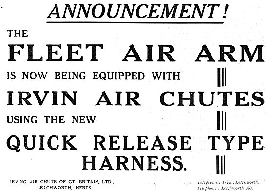 Irvin Air Chute Parachute. Fleet Air Arm                         