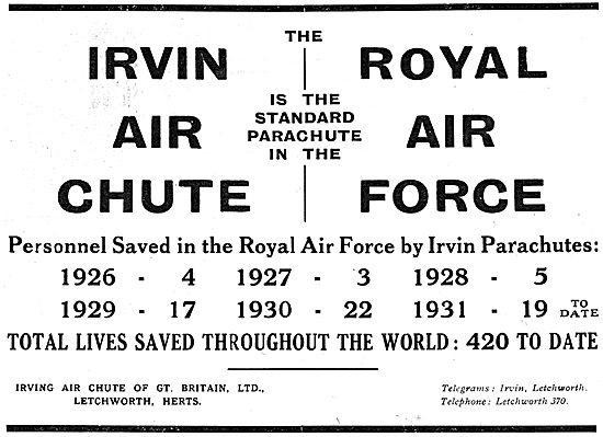Irvin Air Chute Parachute. RAF                                   
