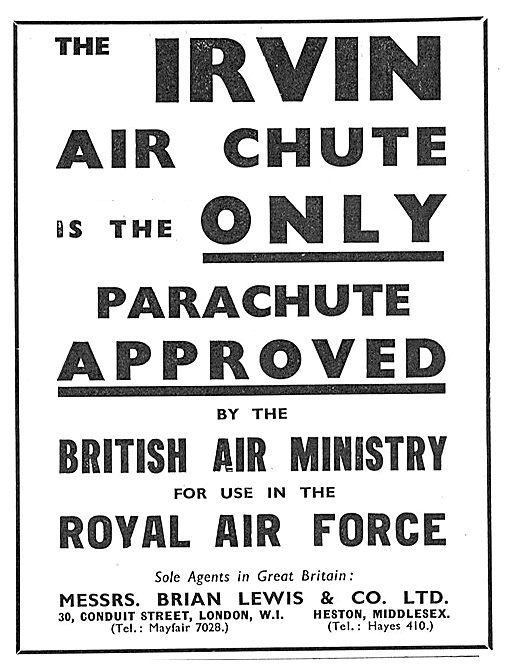 Irvin Air Chute Approved By The RAF                              