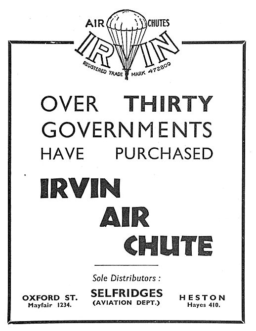30 Governments Have Purchased Irvin Air Chutes                   