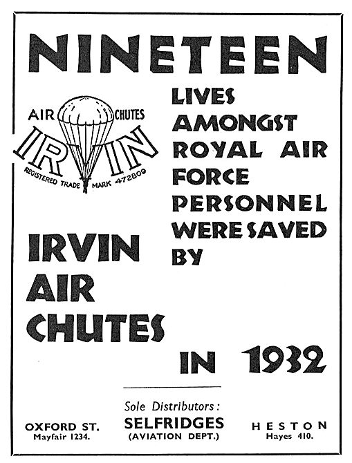19 RAF Lives Saved In 1933 With Irvin Air Chutes                 