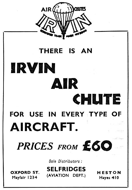 Irvin Parachutes -  Irvin Air Chute - Selfridges 1933            