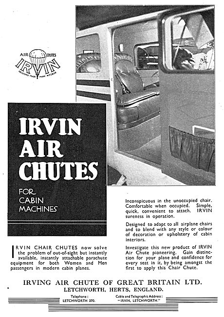 Irvin Air Chute Parachutes For Cabin Machines                    