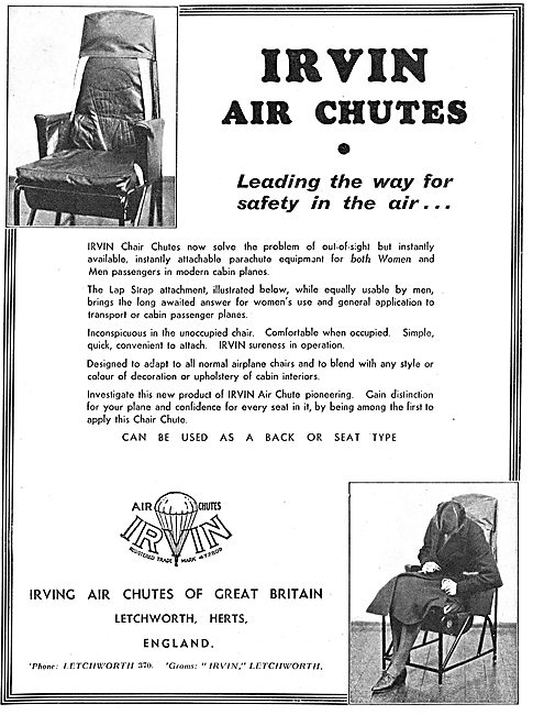 Irvin Chair Chute Parachutes                                     