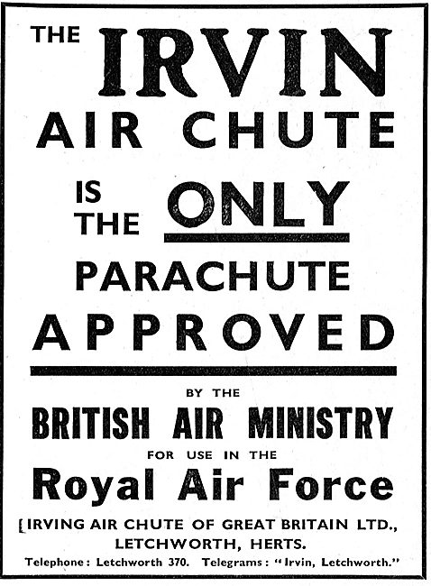 Irvin Air Ministry Approved Parachutes For The Royal Air Force   