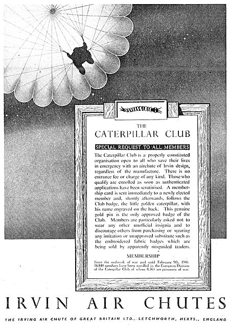 Irvin Air Chutes - Caterpillar Club                              